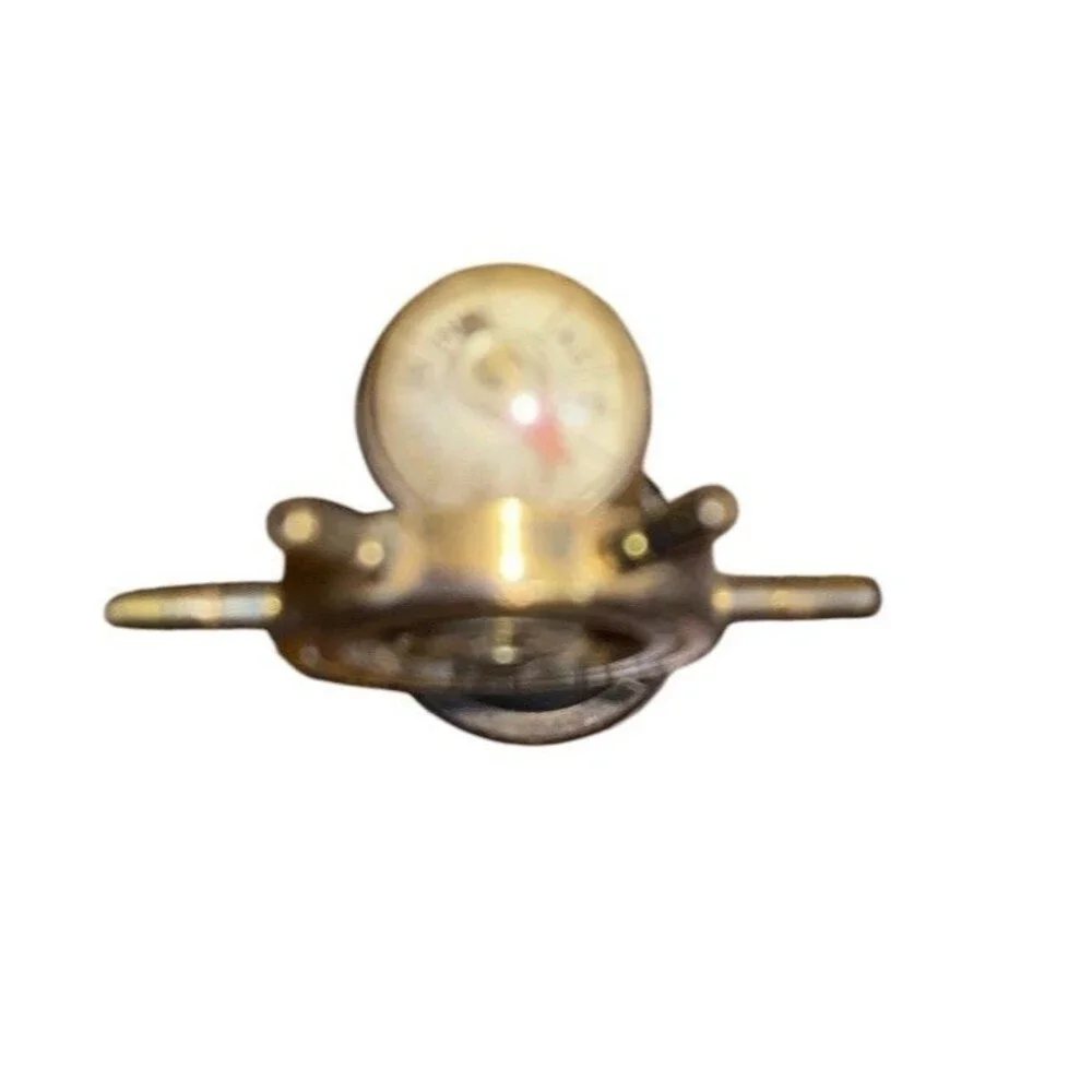 Vintage Miniature Brass Nautical Ship Wheel With Compass